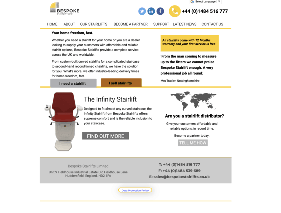 Bespoke Stairlifts homepage